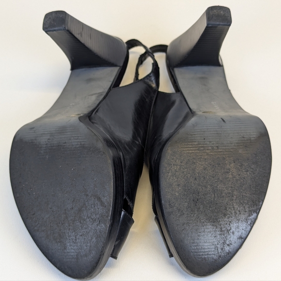 Gianni Bini Black Leather Chili Slingback Peep-toe Heels in Box size 9W - Picture 6 of 11